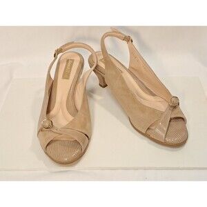 BeautiFeel 41 EU/9.5-10 US Tan Slingback Open Toe Sandals Adjustable 2" Heel